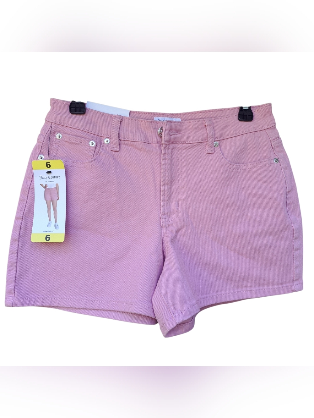 Juicy Couture NEW Womens Pink Denim Shorts Size 6 Stretch Casual Summer